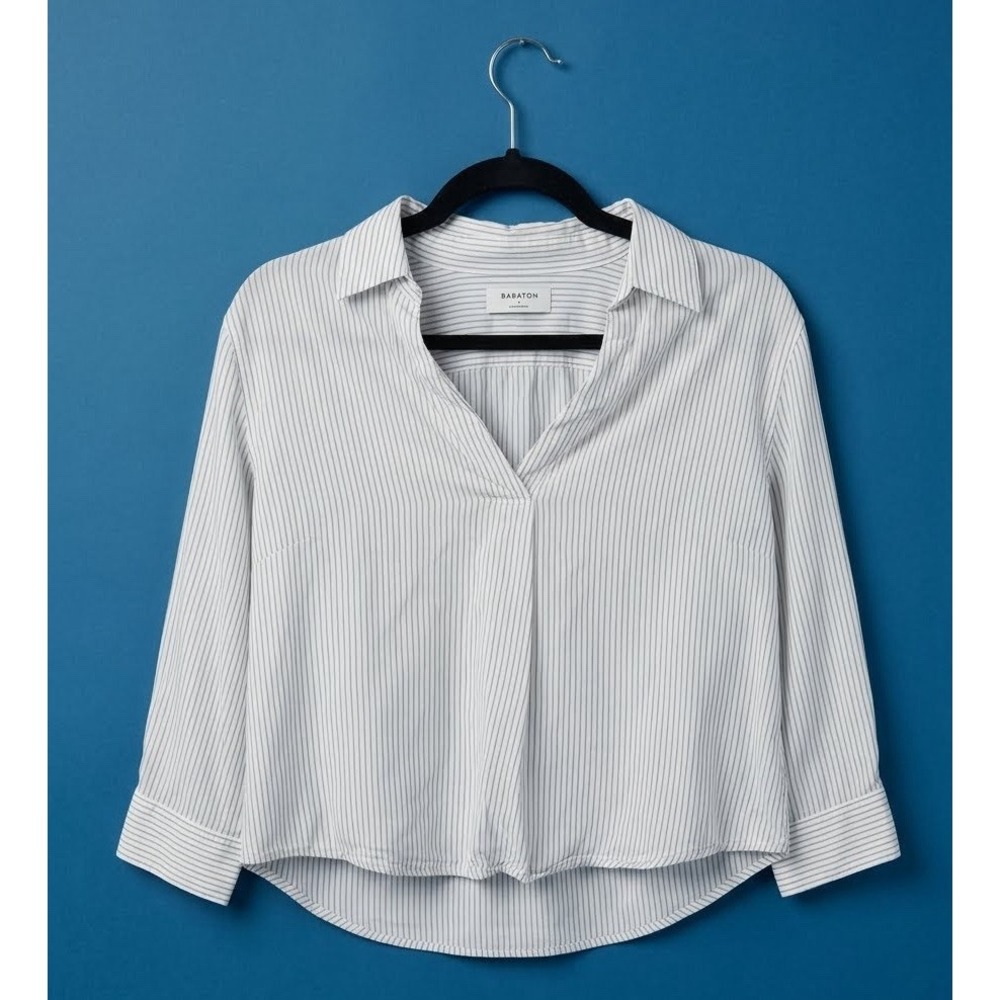 Aritzia BABATON Quiet Luxury Women Small Quality Collared Top Resort Summer